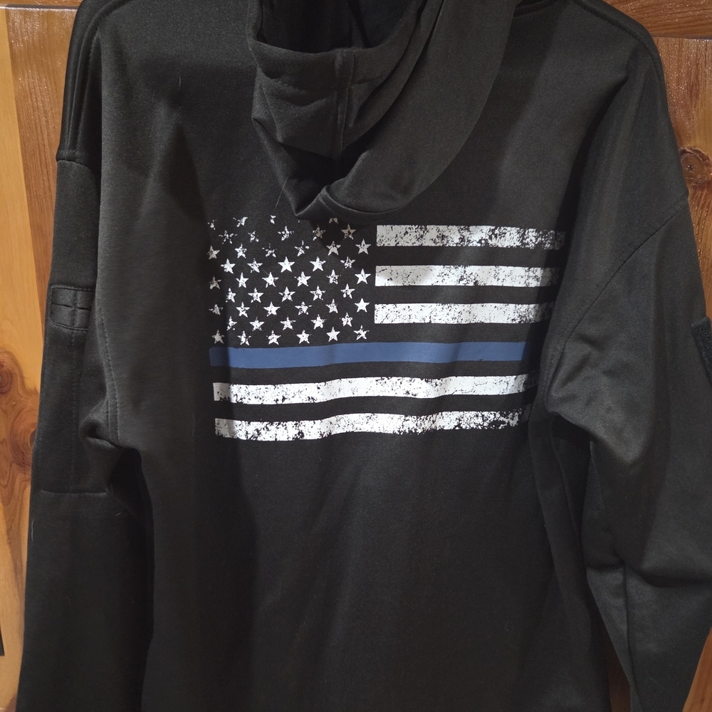 Rothco Black Hoodie with Flag Patch - Picture 2 of 3